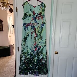 Green Sleeveless V-neck Maxi Sundress